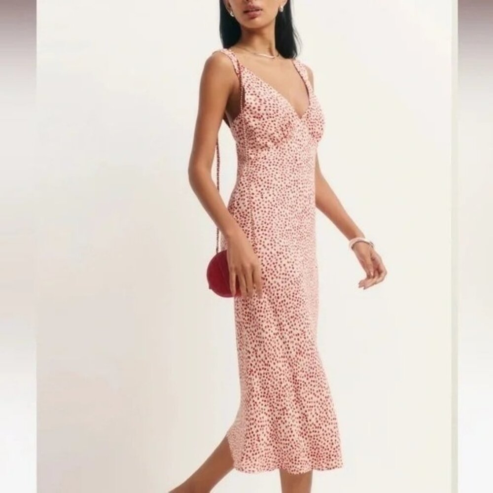 Reformation Beauden Spotted Midi Slip Dress